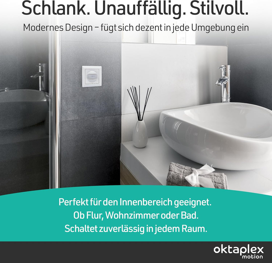 Oktaplex Ela 2er Set Bewegungsmelder Unterputz 160° Infrarot-Sensor 9m Reichweite 230V Hohlwanddose