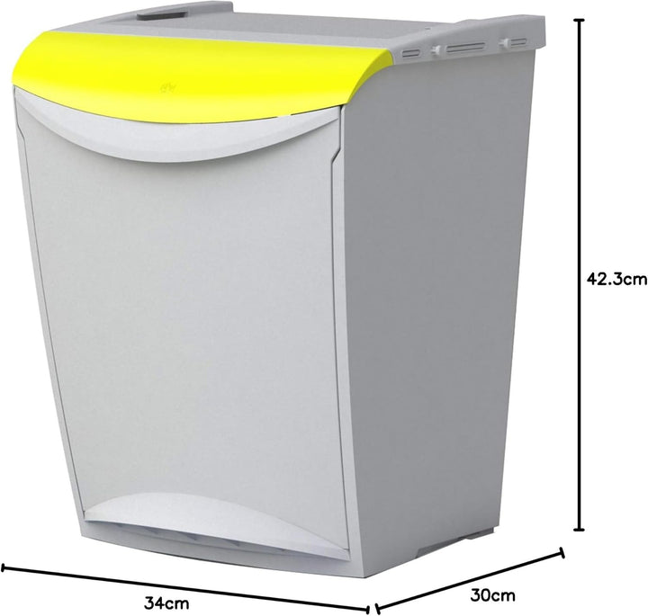 Denox Ecosystem Abfalleimer, 25 l Zentimeter Amarillo y gris Gelb, Gelb