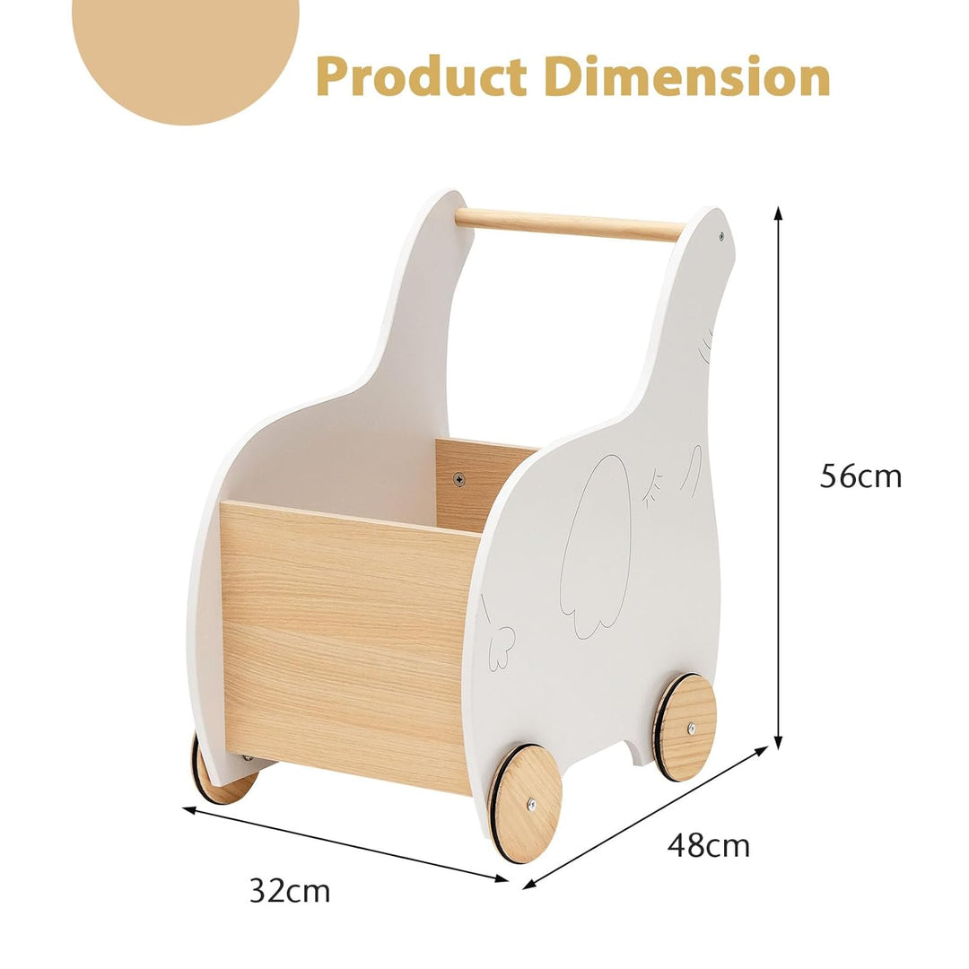 LIFEZEAL Lauflernwagen Holz, Gehfrei Lauflernhilfe Baby mit Stauraum, Spielzeugwagen mit Rädern, Bab