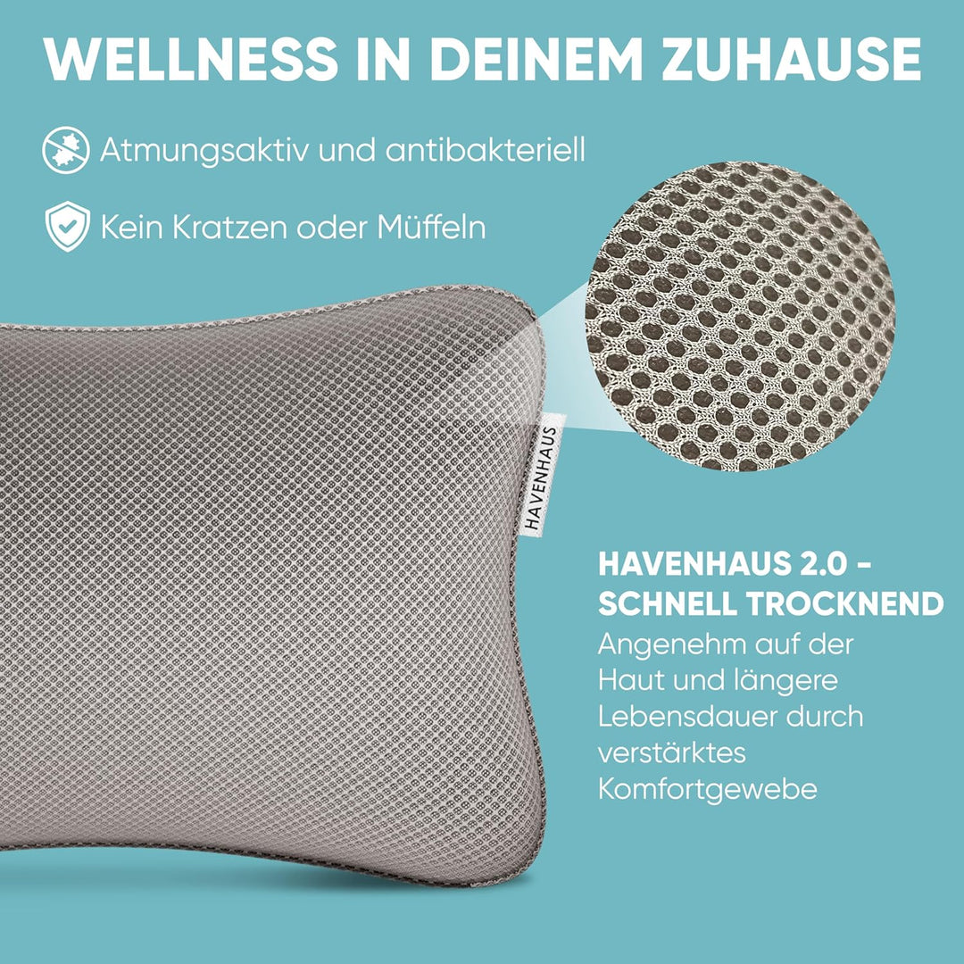 HAVENHAUS Premium Badewannenkissen grau | Badekissen für Badewanne schnelltrocknend & extra grosse S