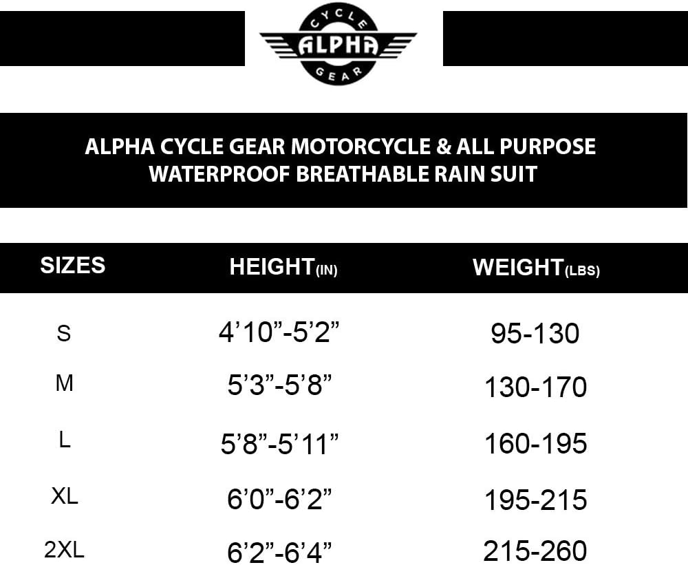 ALPHA CYCLE GEAR Regenanzug für Männer & Frauen Jacken Hose Gear Reflektierender Regenanzug Wasserdi
