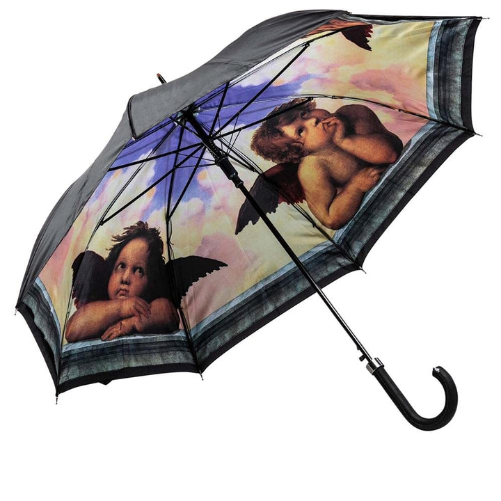 LUCKYWEATHER Regenschirm Stockschirm Damen/Herren Motiv Raffael Engel Auf-Automatik Double Layer I S