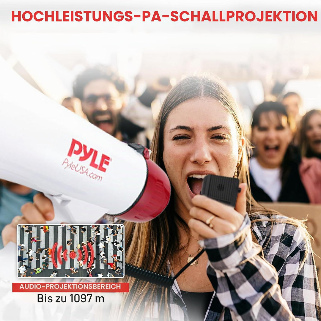 PYLE AUDIO INC Bluetooth Megaphone - PA Megaphone Speaker with Wired Microphone, Siren Alarm Mode, M