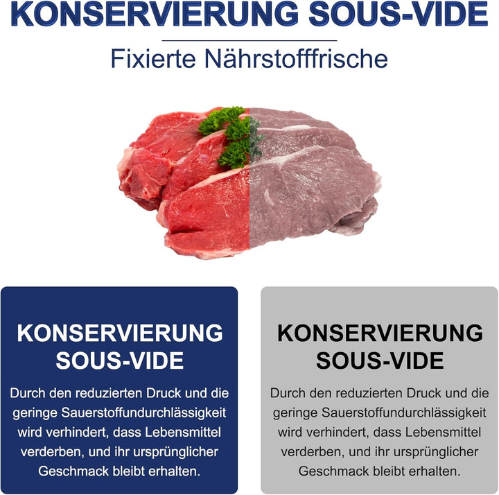 Vakuumiergerät 5 in 1, mit 50 Vakuumbeuteln, Vakuumiergerät mit Trocken- und Nassversiegelungsmodus