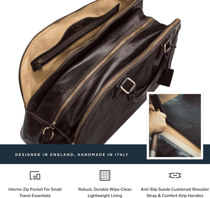 Maxwell-Scott Handgefertigte Damen Leder Reisetasche LilianaL in Dunkelbraun, Dunkelbraun