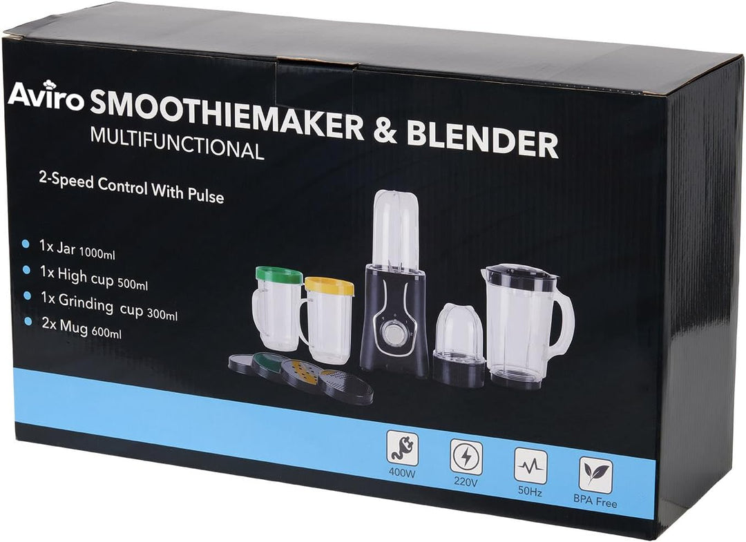 Brixy Blender - Smoothie Maker - 3-in-1-4 Becher - 1000ML Kanne - Mini Blender - Schwarz