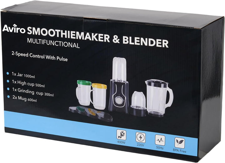 Brixy Blender - Smoothie Maker - 3-in-1-4 Becher - 1000ML Kanne - Mini Blender - Schwarz