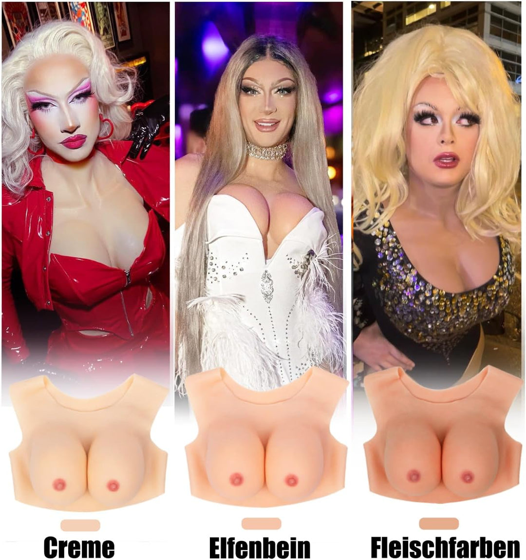 ALZRGORA Silikon Brüste Silikon Brustplatte Fake Brüste Künstliche C-G Cup für DragQueen Crossdresse