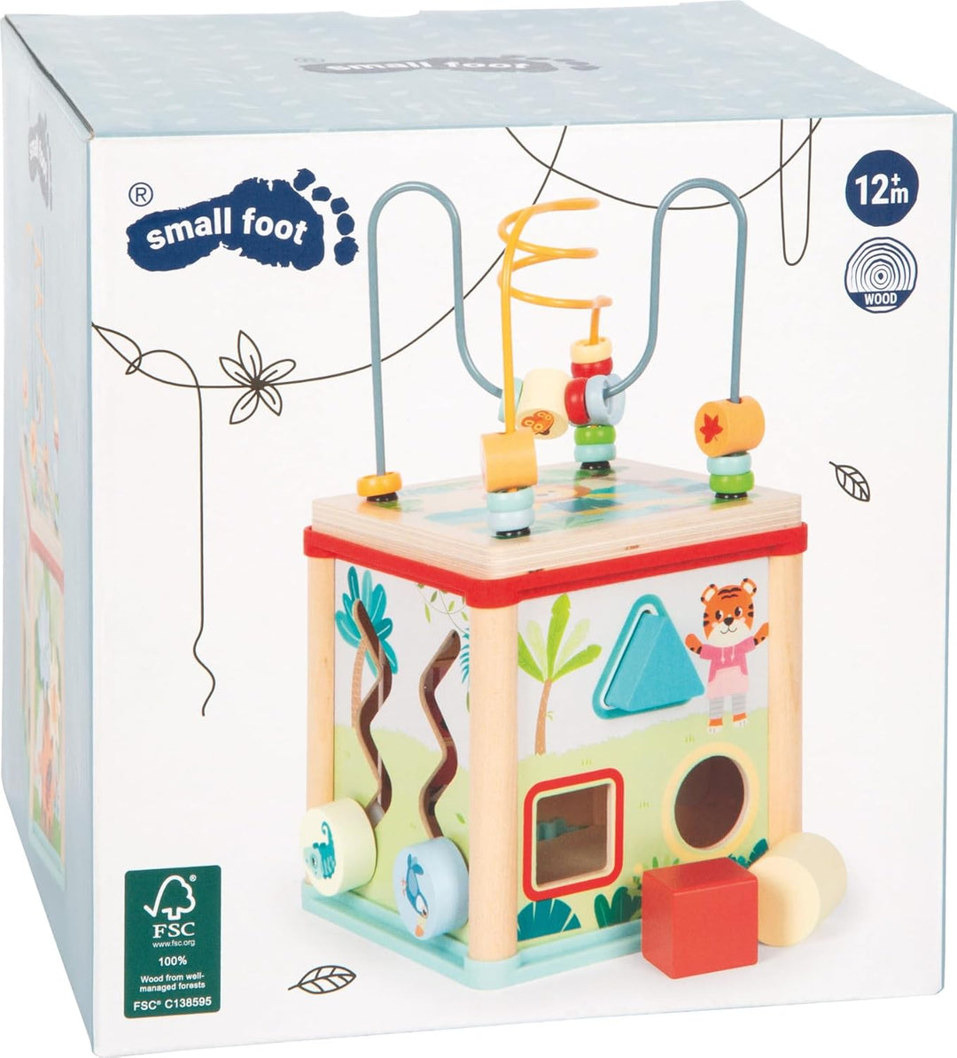 small Foot Motorikwürfel „Jungle Friends“ aus FSC® 100%-zertifiziertem Holz, platzsparender Aktivitä