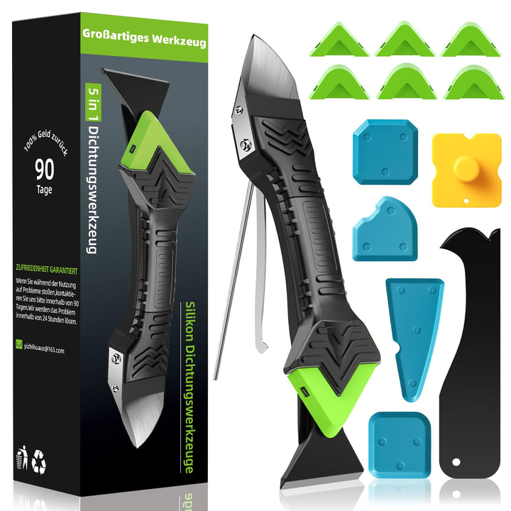 Silikonentferner, Silikon Abzieher Werkzeug Set 5 in 1 Fugenkratzer 6 Auswechselbar Silikonpads Dich