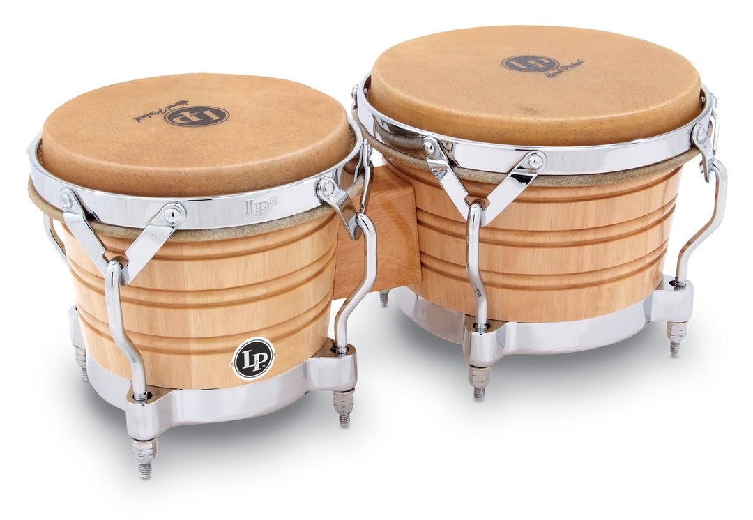 LP Latin Percussion LP813602 Generation II Wood Bongo Natural Chrome Hardware Comfort Curve II Natur