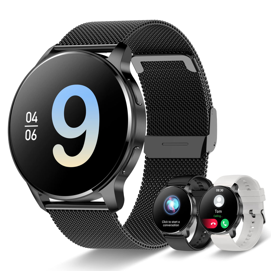 Smartwatch Damen Herren mit Telefonfunktion, 1.32 Zoll HD Voll Touchscreen, Smartwatch mit SpO2 Puls