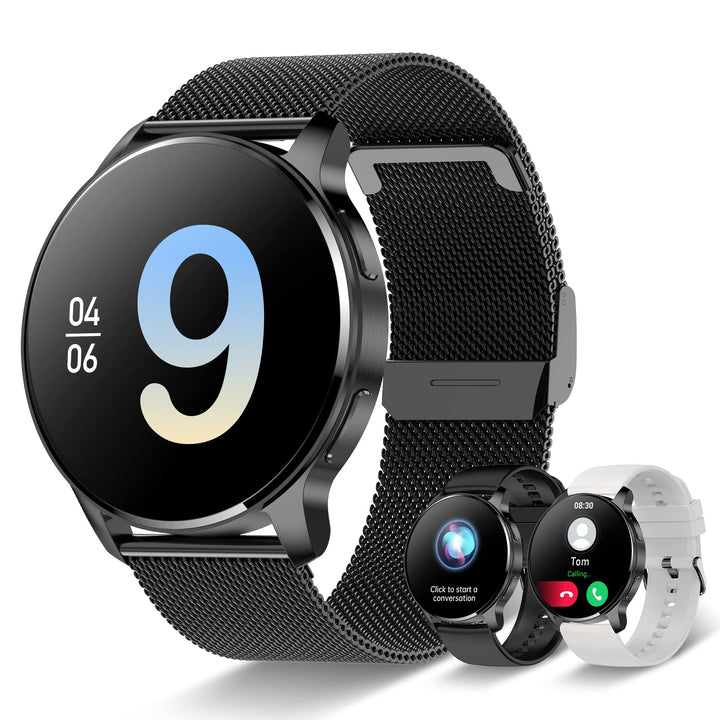 Smartwatch Damen Herren mit Telefonfunktion, 1.32 Zoll HD Voll Touchscreen, Smartwatch mit SpO2 Puls