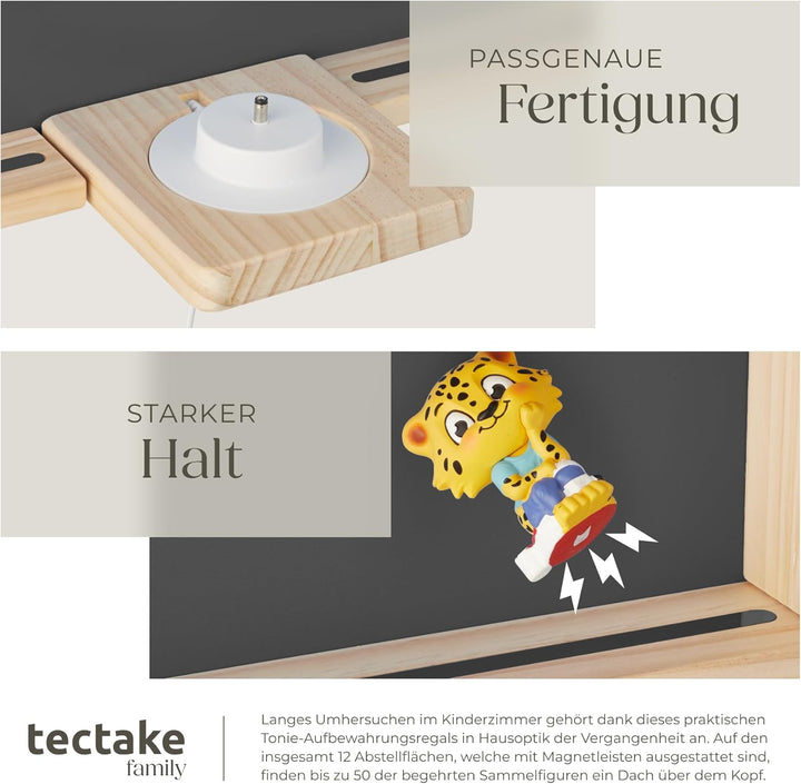 tectake® Holz Regal mit Magnetstreifen für Wand Montage, Wandregal für's Kinderzimmer, Aufbewahrung