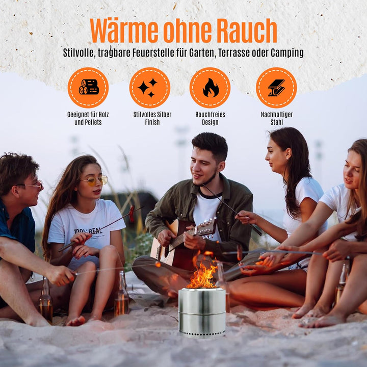 Feuerstelle, Feuerkorb, Feuertonne, Ø 37 cm, Deko für Garten,Terrasse und Balkon,Für Pellets/Holz, E