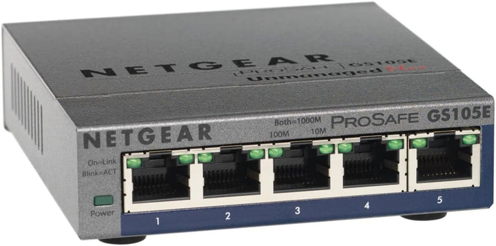 Netgear GS105E-200UKS ProSAFE Plus 5 Port Gigabit Ethernet Switch 5 Port verwaltet, 5 Port verwaltet