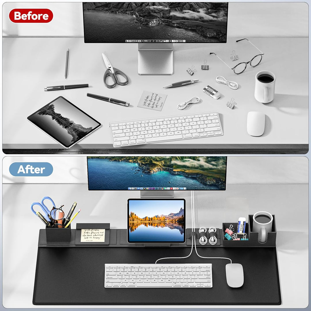KDD 6 in 1 Schreibtisch Unterlage & Gaming Mauspad XXL, Rutchfeste Desk Mat mit DIY Magnetisch Organ