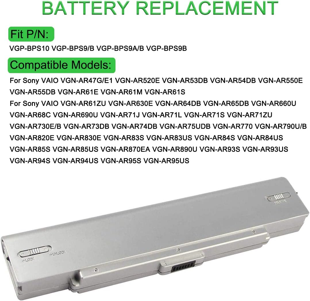 XITAIAN 11.1V 5200mAh VGP-BPS10 VGP-BPS9B Ersatz Laptop Akku für Sony VAIO VGN-AR47G/E1 VGN-AR520E V