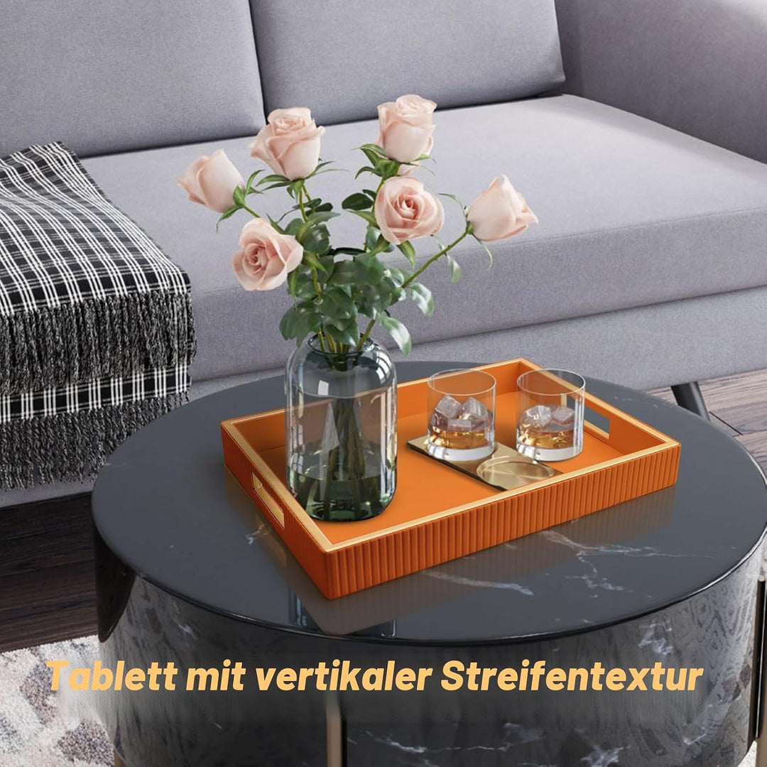 SANZIE Ledertablett, Schreibtisch-Aufbewahrung, Organizer, Premium-Serviertablett, dekoratives Table