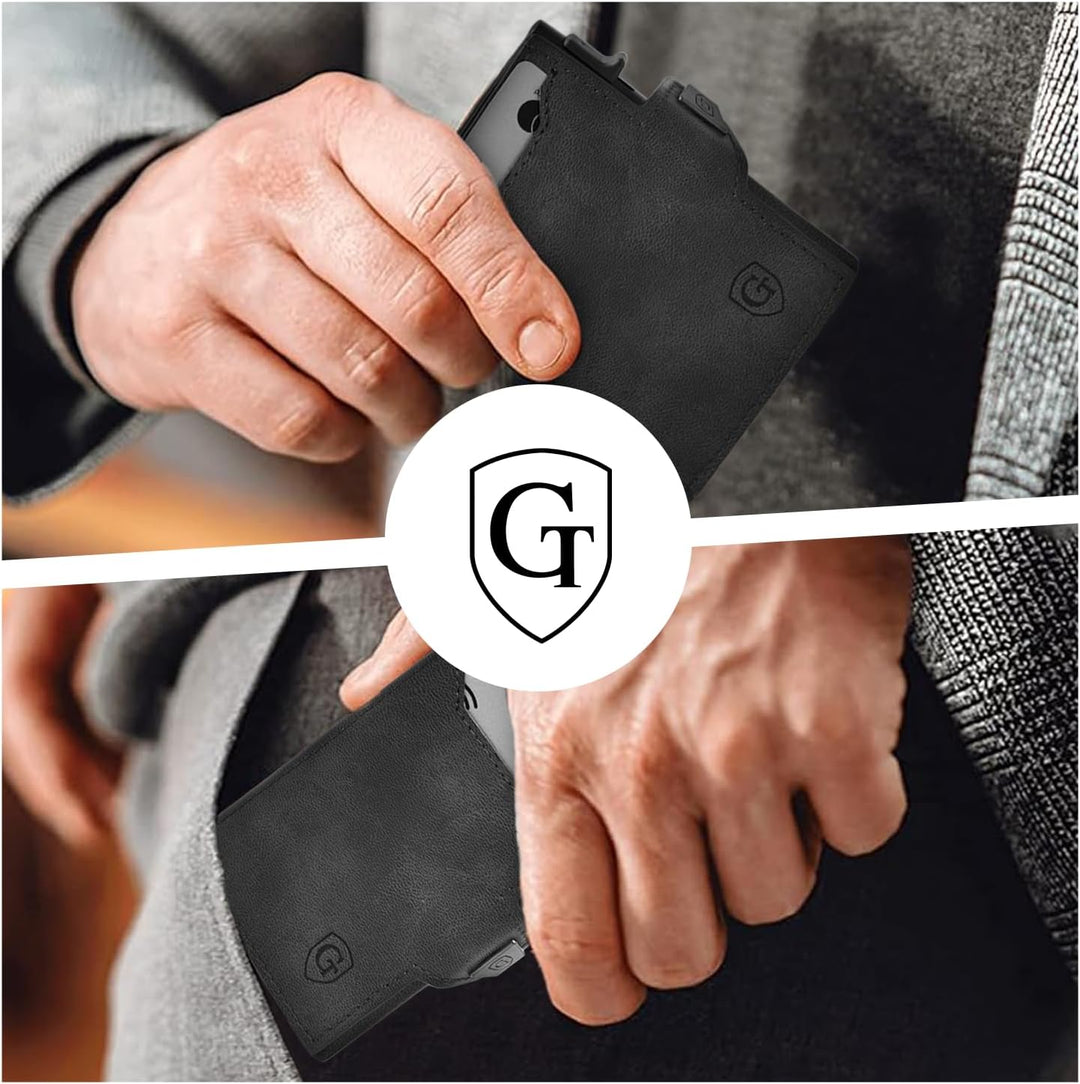 GenTo - Slim Wallet mit Münzfach - Geldbeutel Herren für 10 Karten - Geldbörse mit RFID Schutz - Sma