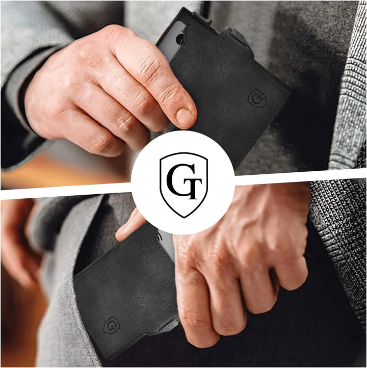 GenTo - Slim Wallet mit Münzfach - Geldbeutel Herren für 10 Karten - Geldbörse mit RFID Schutz - Sma