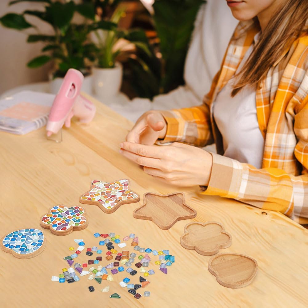 WEBEEDY 3 Sets Porzellan-Mosaik Fliesen-Mosaik-Kit Mit Holzuntersetzer Mosaiksteine DIY Mosaik Unter