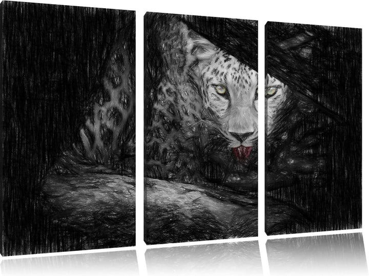 Pixxprint Neugieriger Gepard als Leinwandbild/Grösse: 3 Teilig (120x80) cm/Wandbild/Kunstdruck/ferti