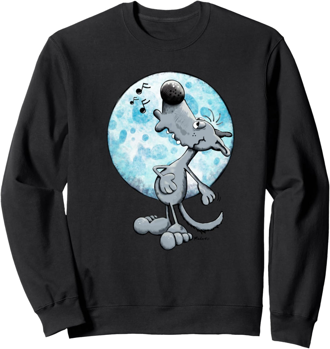 Lustiger Wolf Mit Mond I Singender Wolf Vollmond Musik Fun Sweatshirt