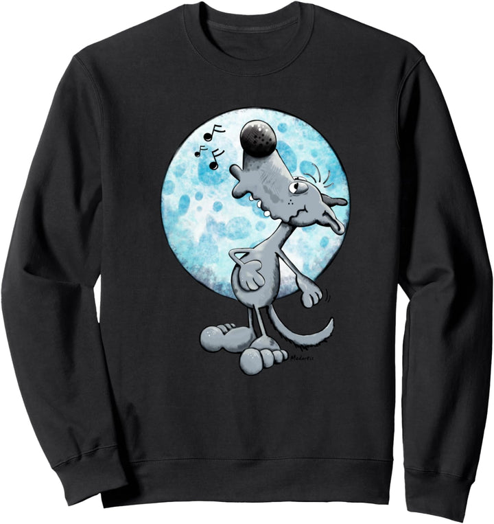 Lustiger Wolf Mit Mond I Singender Wolf Vollmond Musik Fun Sweatshirt