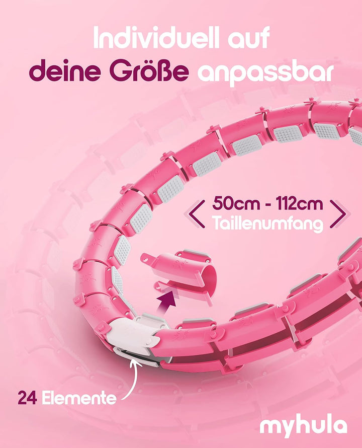 myhula Smart Hula Hoop Reifen für Erwachsene mit Gewichtsball&Noppen, Hula Hoop Reifen mit 24 verste