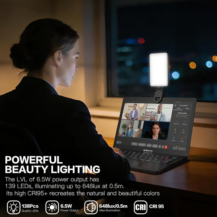Selfie Licht, 138 LEDs Handy Fülllicht, 2700K–6500K Dimmbare Lichmodi, mit RGB Umgebungslichteffekte