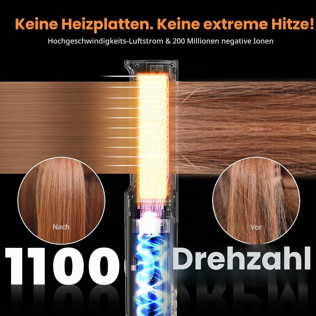 OKWRAP Air Straightener 110000RPM Air Haarglätter Glätteisen mit Luft 1600W Silber, Silber