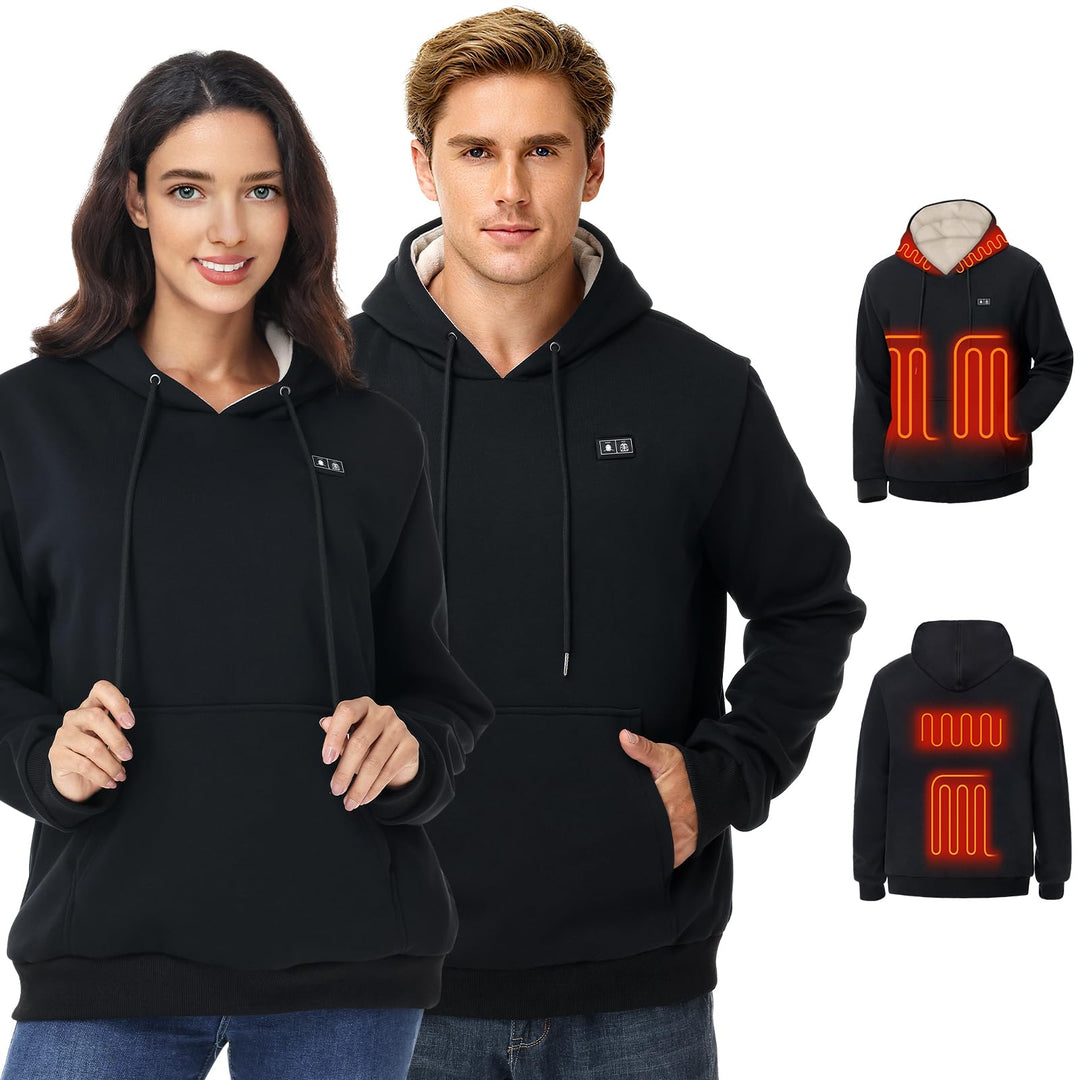 WUEAOA Beheizbarer Hoodie, Unisex Hoodie Beheizbar, 30% Grössere Heizfläche | Graphen-Heiztechnologi