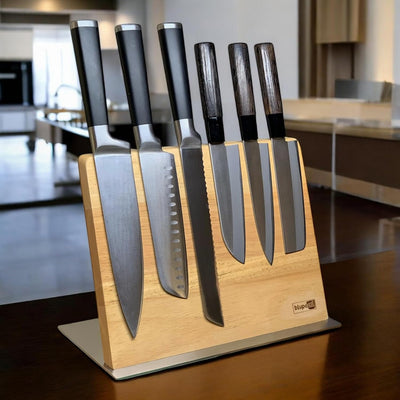blupearl magnetisches Messerbrett aus edlem Eichenholz | magnetic knife board oak wood