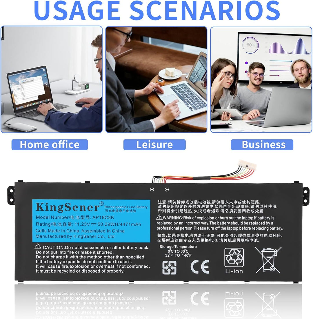 KingSener AP18C8K Laptop Akku für Acer Aspire 5 A514-52 A514-52-58U3 Chromebook 314 C933 Swift 3 SF3