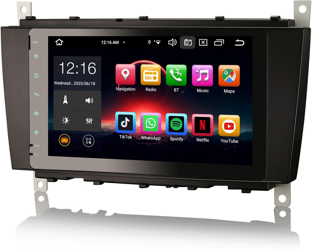 Erisin 8-Kern 4GB+64GB 8 Zoll Android 12 Autoradio mit GPS Navigationsgeräte für Mercedes Benz W209