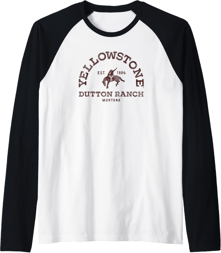 Yellowstone Dutton Ranch Montana Distressed Horse Riding Raglan