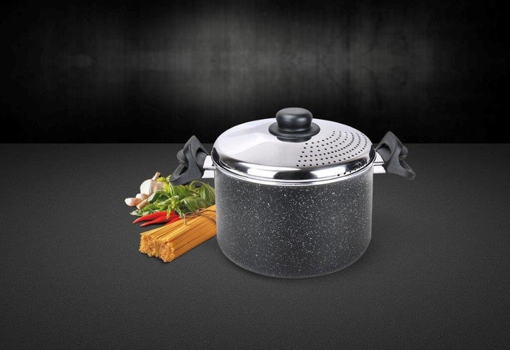 Moneta Etnea Nudelkocher mit verschliessbarem Deckel, Spaghettipfanne, spülmaschinenfest, 22 cm Sing