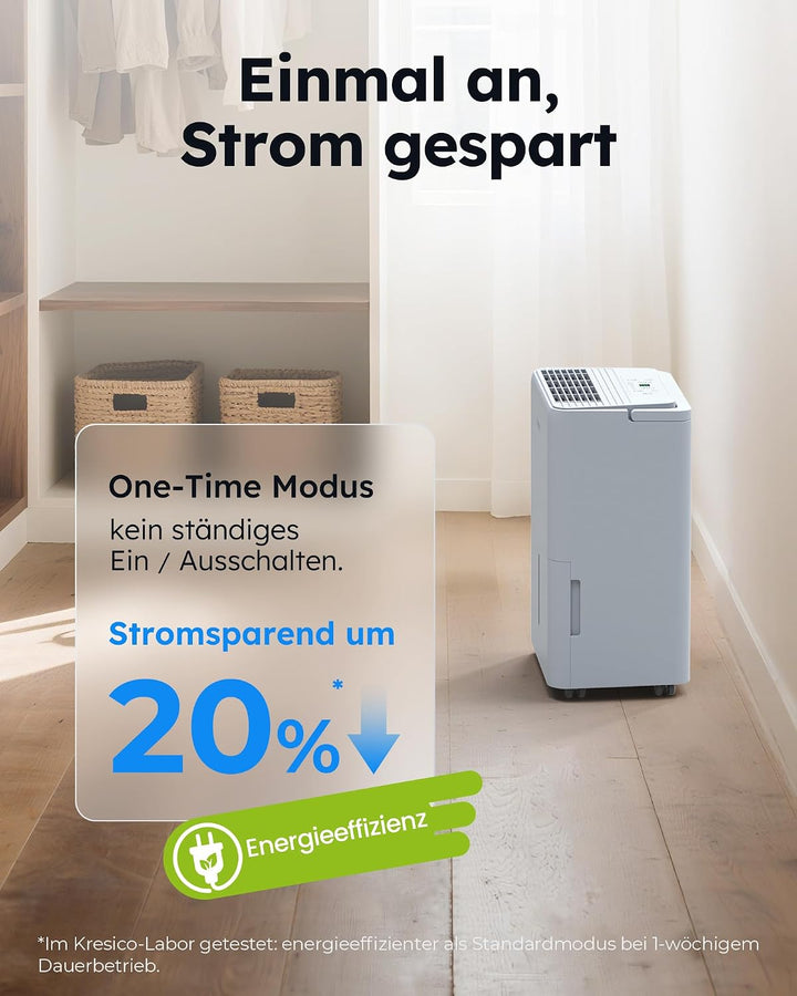 Kresico xWolei Luftentfeuchter elektrisch 12L/24h, Entfeuchter elektrisch 35dB, Raumentfeuchter für