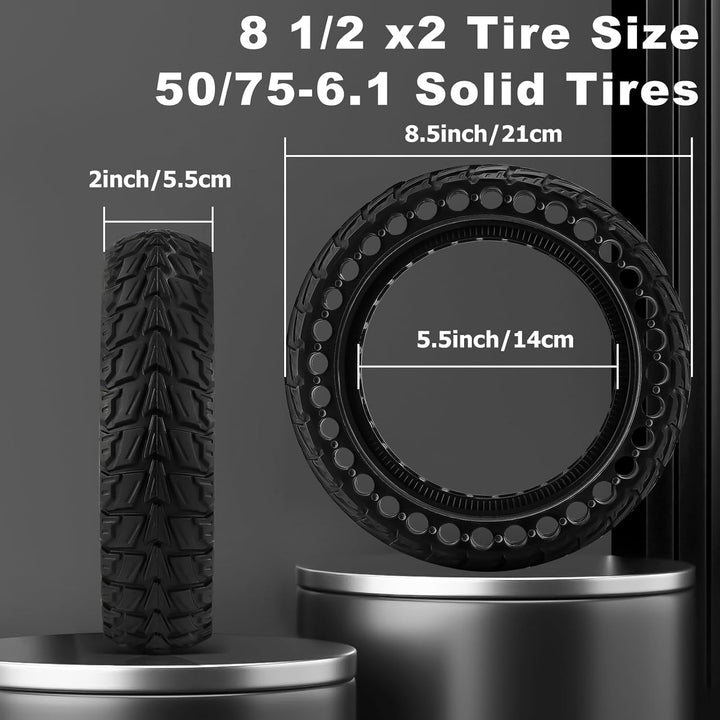 Monuary 2PCS E Scooter Reifen 8 1 2 x2 Vollgummi, 50/75-6.1 Vollgummireifen, Reifen Vollgummi 8,5 Zo