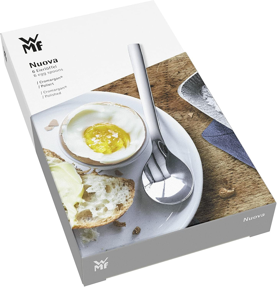 WMF Nuova Eierlöffel Set 6-teilig, Cromargan Edelstahl poliert spülmaschinengeeignet, L 12 cm ohne G