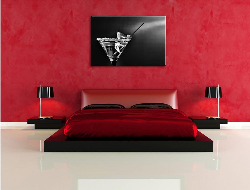 Pixxprint Cocktail Glas / 100x70cm Leinwandbild bespannt auf Holzrahmen/Wandbild Kunstdruck Dekorati