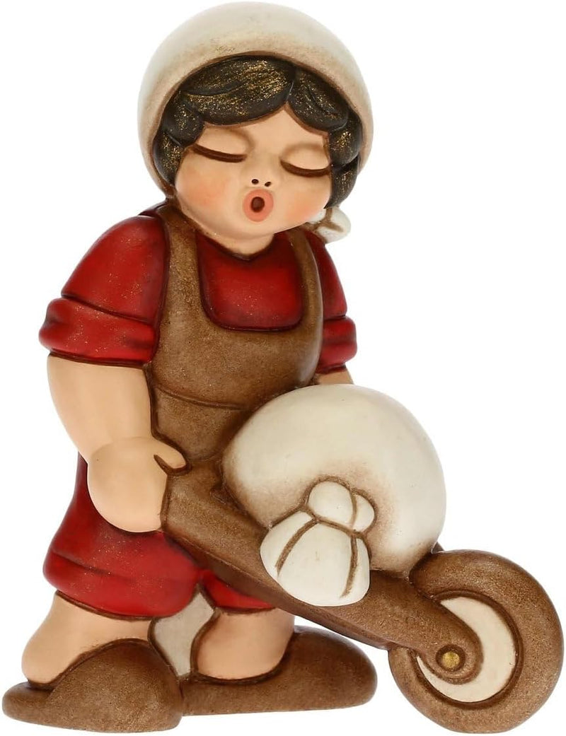 THUN - Figur Krippe Herren mit Schubkarre - Weihnachtsdekoration Haus - Linie Krippe, rote Variante