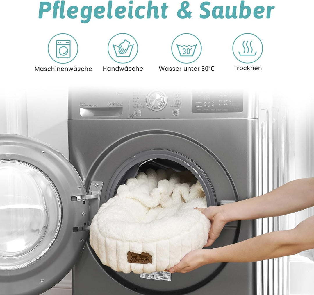 Winter-Katzenbett mit Decke, Flauschig Donut-Hundebetten für kleine Hunde, Warme Anti-Angst-Katzenhö