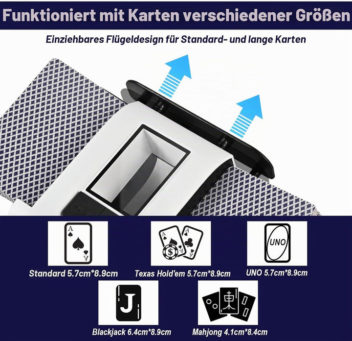 Automatischer Kartenmischer Elektrische für 2 Decks, Aufladbarer Karten Mischgerät mit 2000mAh Akku