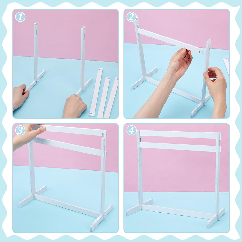 UNICRAFTALE 1 Set 30cm Puppenkleiderständer 15 Kleiderbügeln Holz Kleiner Puppenkleiderständer Weiss