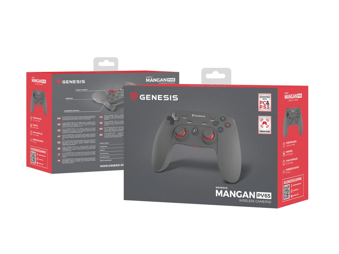 Genesis PV65 Kabelloser Gamepad Controller für PC & PS3 – 2,4 GHz Wireless mit USB-Dongle, 10 m Reic