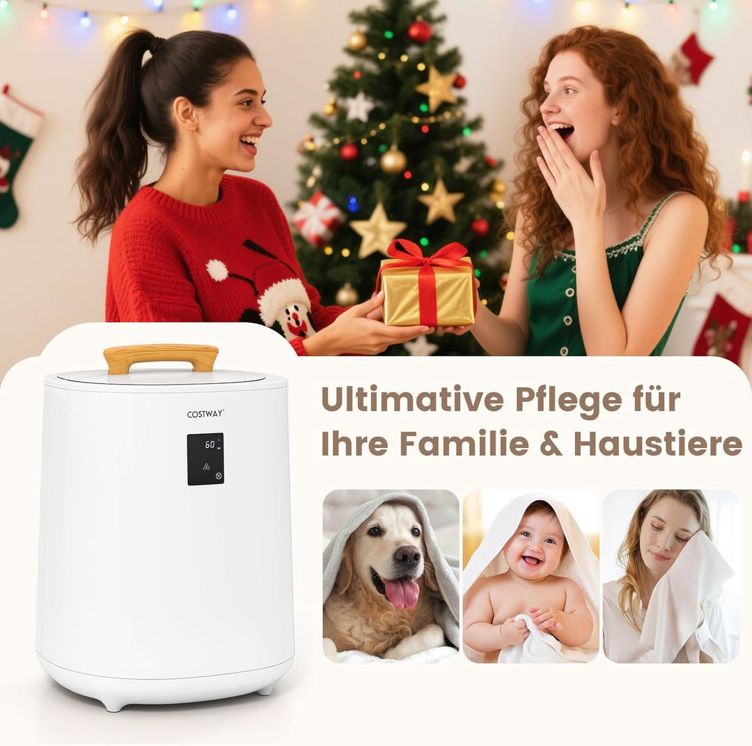 COSTWAY 18L Handtuchwärmer Eimer, Deckenwärmer mit LED-Anzeige & automatischer Abschaltung, tragbare