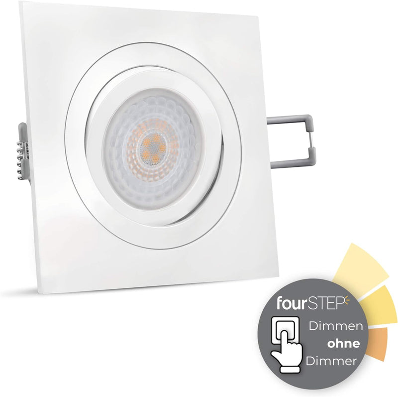 SSC-LUXon 6er Set QF-2 Einbauleuchte LED eckig 5W neutralweiss 230V schwenkbar - fourSTEP Downlight