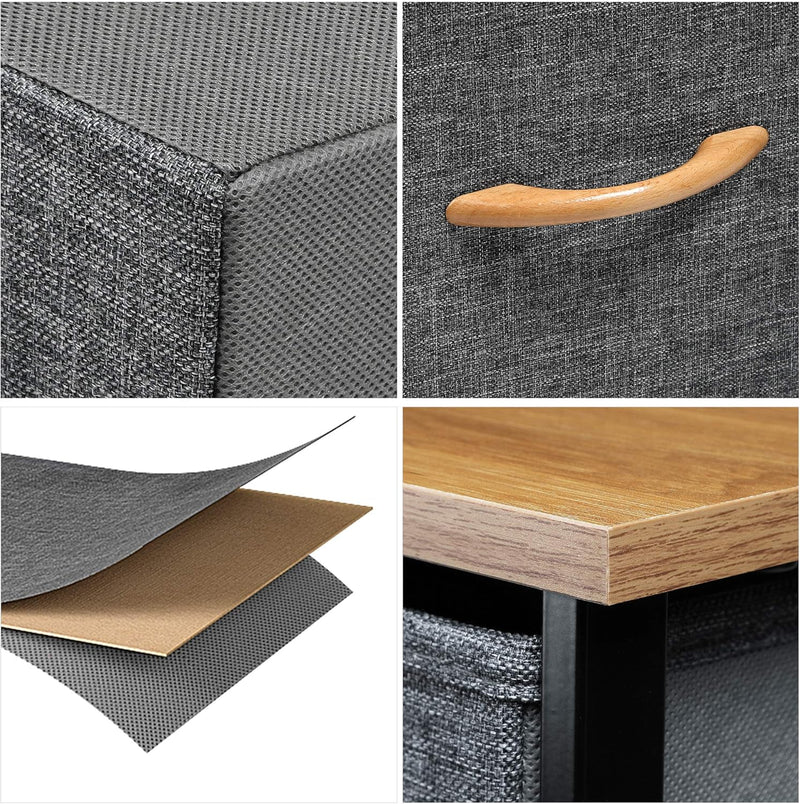 YITAHOME kommode Schmal, Schrank mit 4 Schubladen aus Stoff, Aufbewahrungskommode Industrial Stil fü